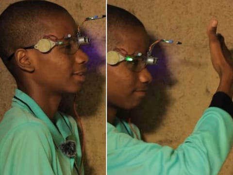 Khalifa Aminu, 18, has also created a canoe, a radio station with a transmitter on 87.5 frequency which covers around a 10km range, a bomb detector to scan for explosives and an automatic water spray for farmers.