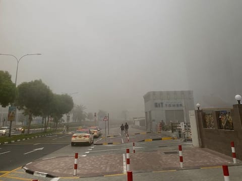The Met Office reported the foggy conditions across parts of UAE will continue until 9.30 am.