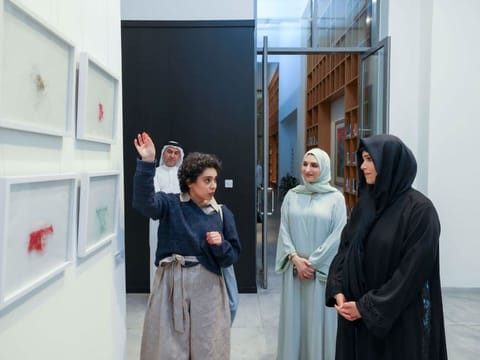 Sheikha Latifa bint Mohammed bin Rashid Al Maktoum touring the ‘Narratives of Belonging’ exhibition in Dubai.