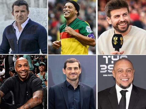 Clockwise from left: Luis Figo, Ronaldinho, Gerard Pique, Roberto Carlos, Iker Casillas and Thierry Henry will be showcasing their different talents in Abu Dhabi.