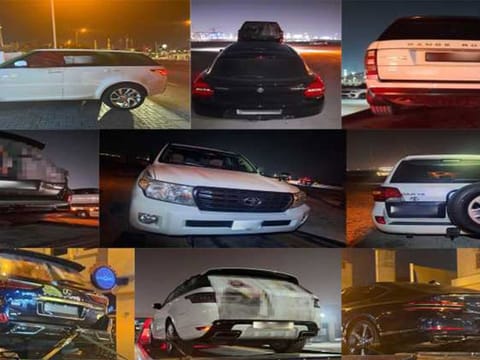 Seen here are some of the vehicles that were seized by police