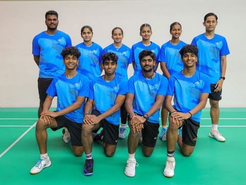 UAE badminton team with coaches pose before their departure for the World Junior Championships to be held from September 30 to October 13 in China. The eight-member UAE will be taking part in boys' and girls' singles and doubles and mixed doubles.