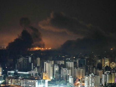 Smoke rises from the site of an Israeli airstrike that targeted Beirut’s southern suburbs on October 5, 2024.