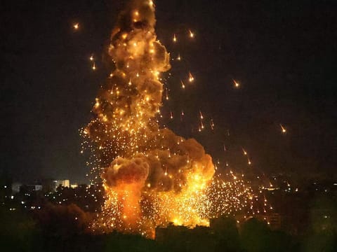 Smoke rises from the site of an Israeli airstrike that targeted a neighbourhood in Beirut’s southern suburb late October 6, 2024.