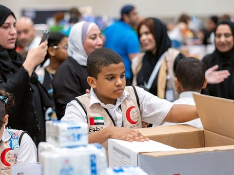 Thousands of volunteers in Dubai and Abu Dhabi have so far helped pack at least 450 tonnes of relief supplies