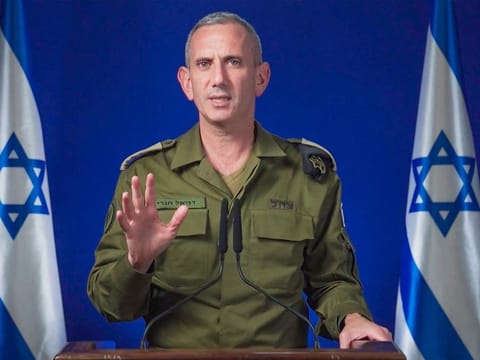 This screen grab taken from a handout video released by the Israeli army on October 26, 2024, shows military spokesman Rear Admiral Daniel Hagari calling on the Israeli people to be "alert and vigilant" as it carries out strikes on military targets in Iran.