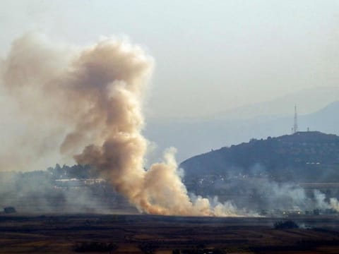 This picture taken from Lebanon's Marjayoun shows smoke rising following Israeli bombardment on October 26, 2024.