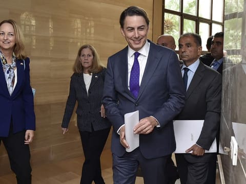 US special envoy Amos Hochstein arrives to meet Lebanon's Parliament Speaker in Beirut on November 19, 2024.