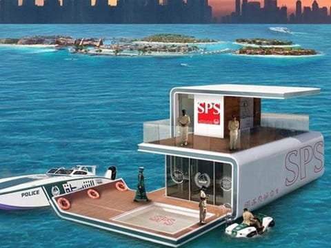 Artwork of the police station, which is expected to launch in 2026 near World Islands