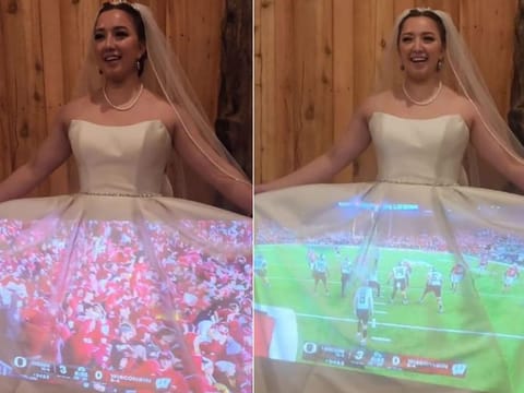 The video posted by Kinert on his TikTok account, garnered over 544,000 views and over 66,900 likes, and shows Savage holding her gown taut as she chants: “O-F-F-E-N-S-E! Offense!”