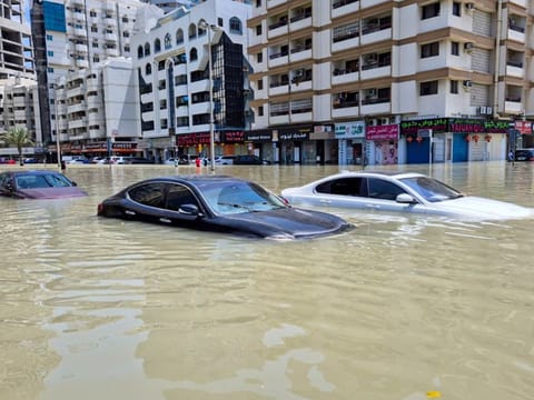 Several cars were damaged in unprecedented rains in the UAE last April.