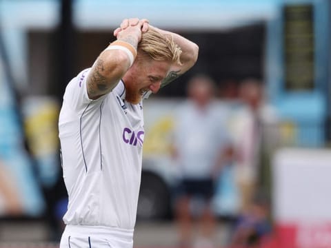 Englands Ben Stokes leaves the field on day three of the third cricket Test match against New Zealand at Seddon Park in Hamilton on Monday.