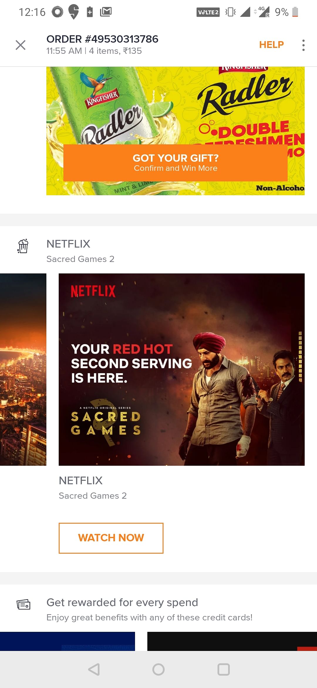 Swiggy displays Netflix's ad for Sacred Games 