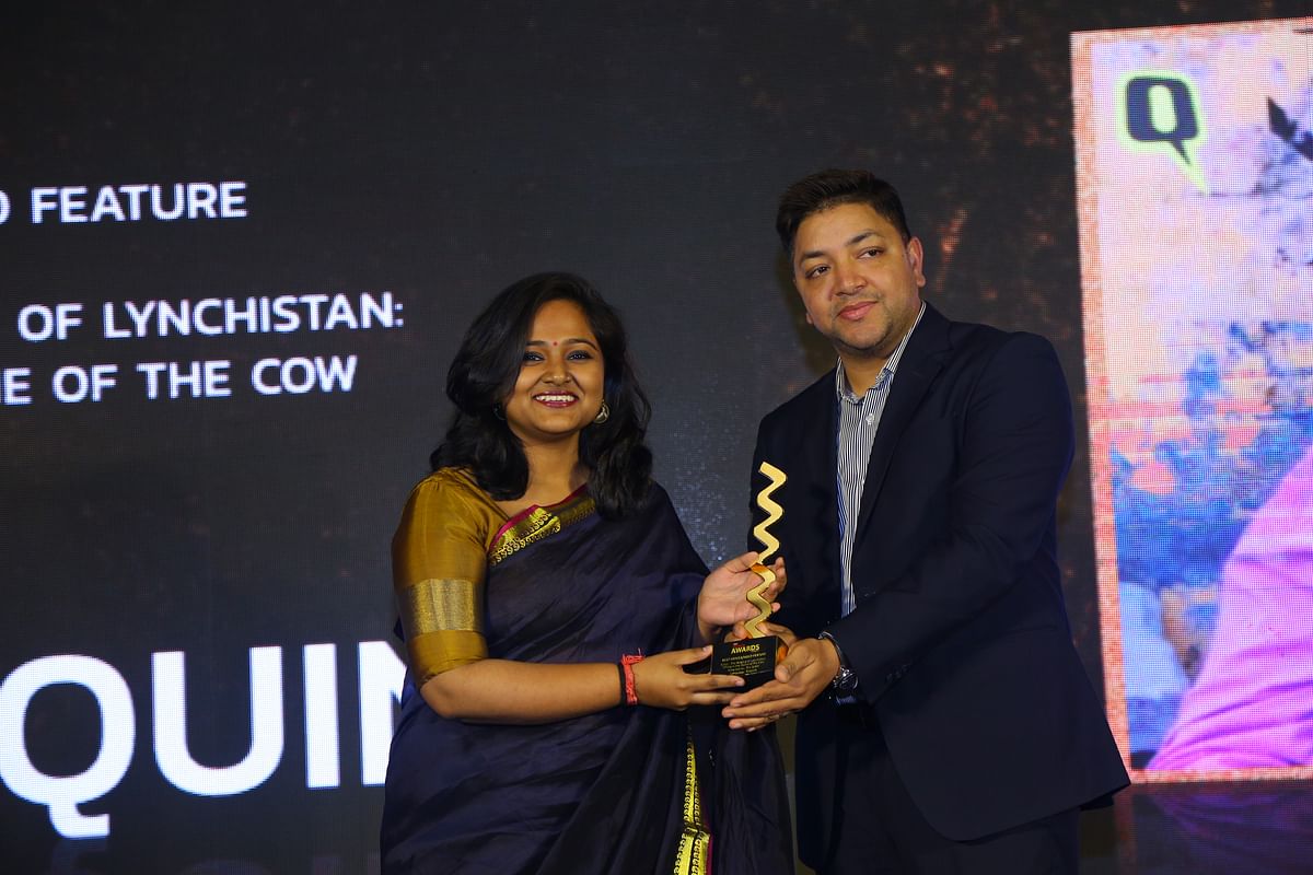 The Quint receiving Gold in the 'Best Article/Video Feature' category