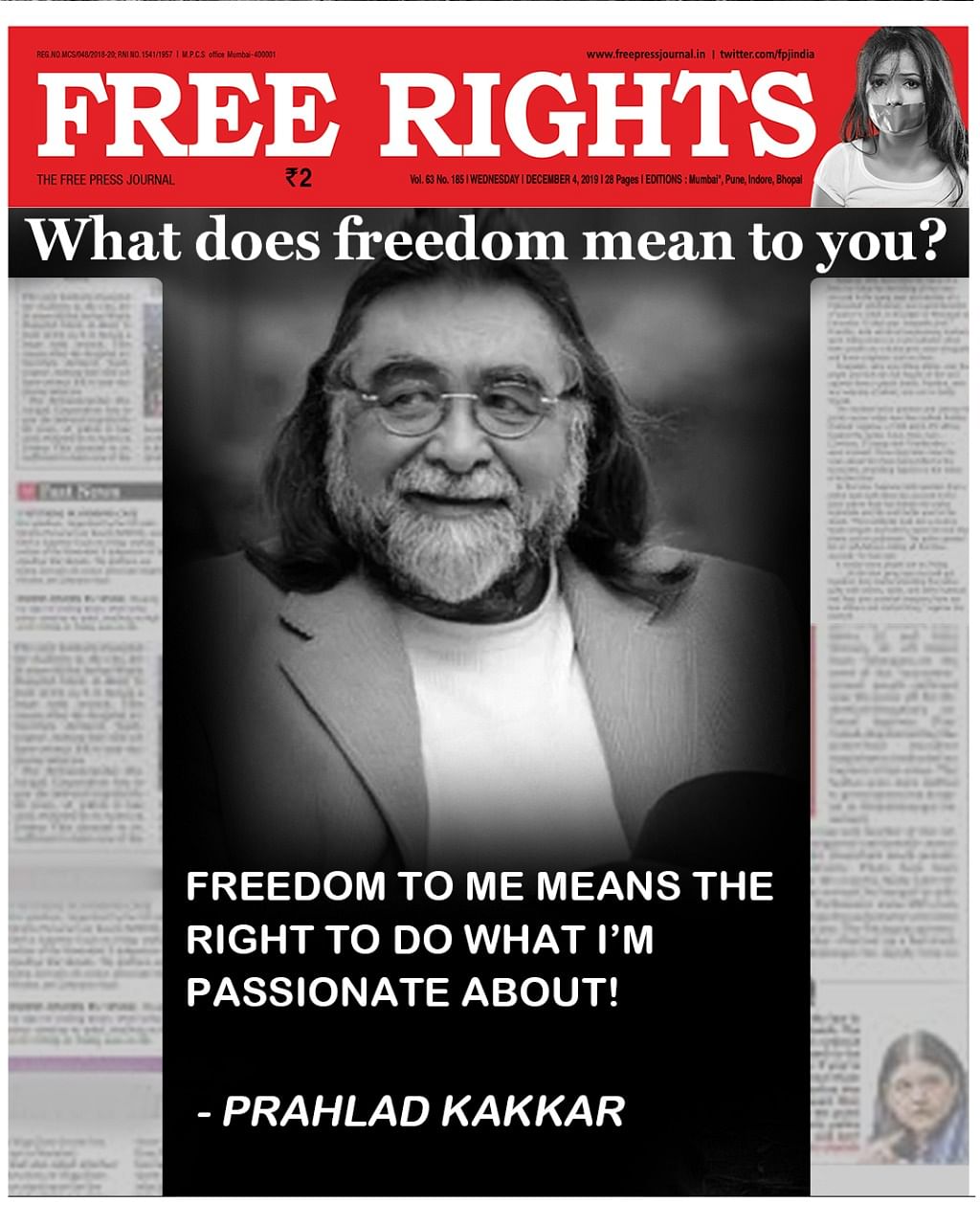 Free Press Journal changes its Masthead to 'Free Rights'...