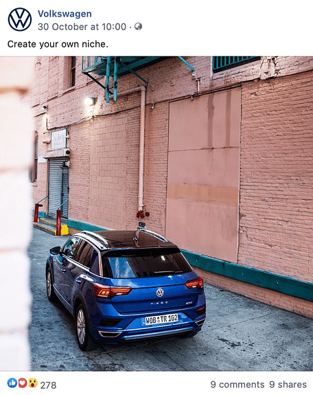 A social media post from Volkswagen in 2019