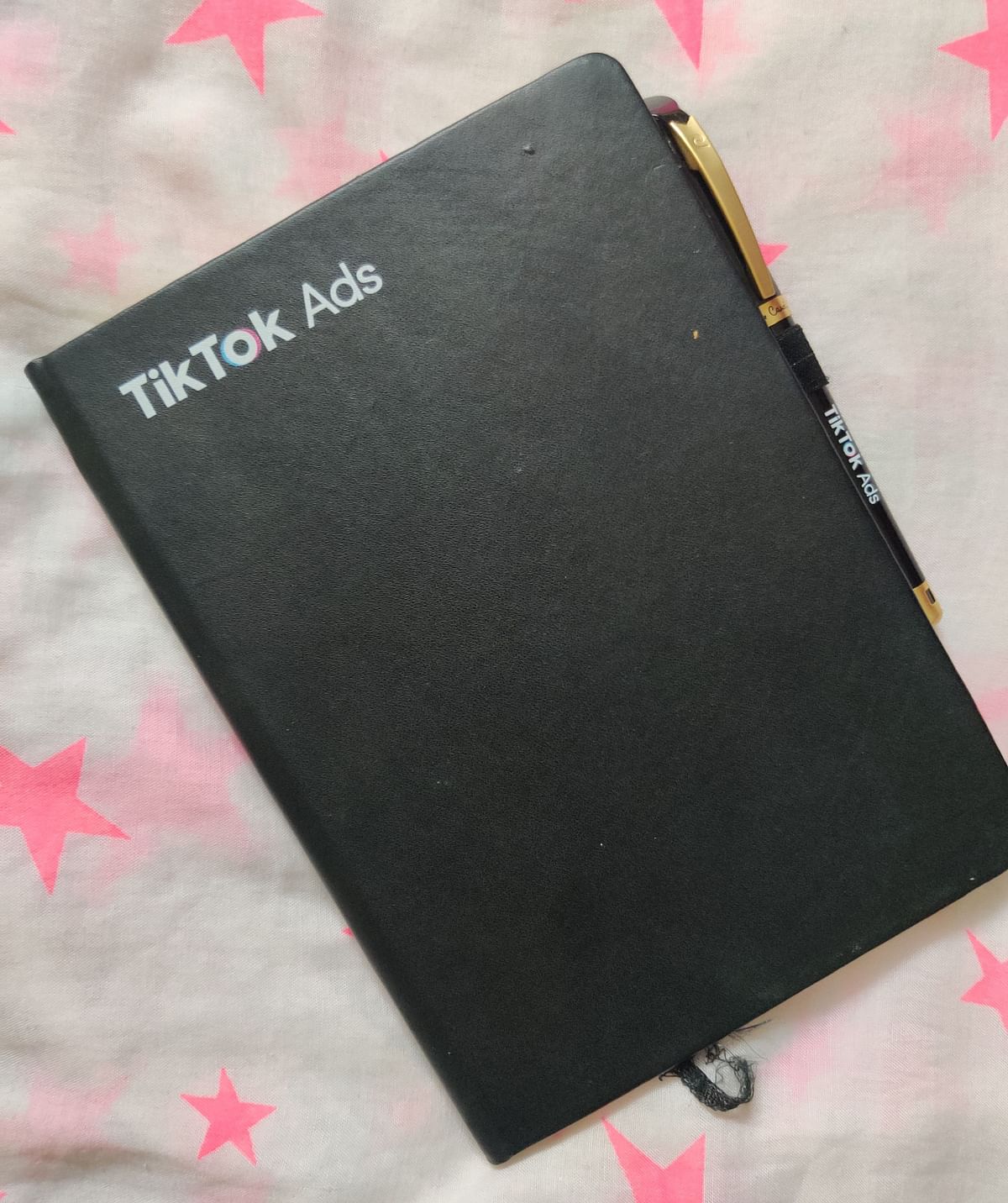 A diary and pen with TikTok's logo 