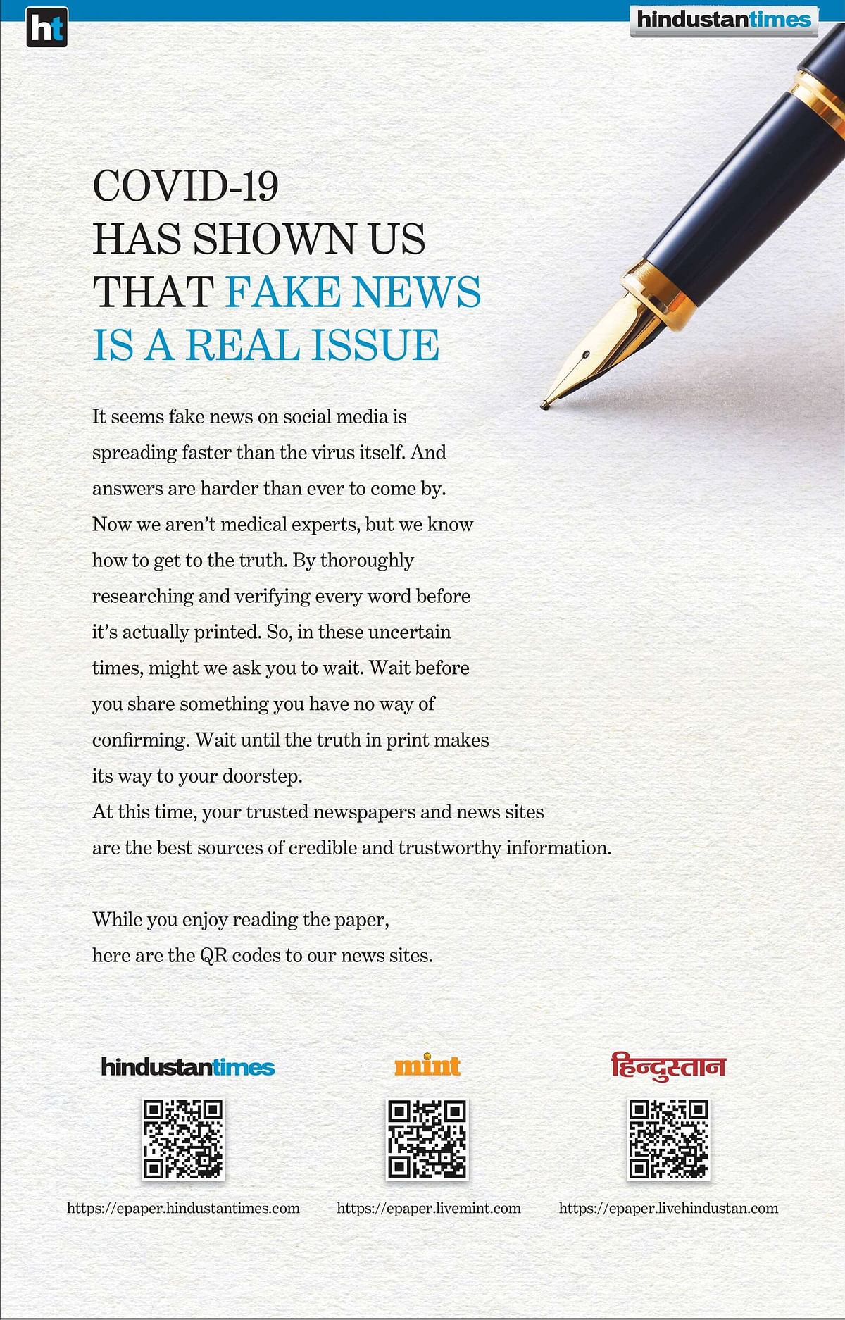 Hindustan Times' new ad takes the battle against fake news forward