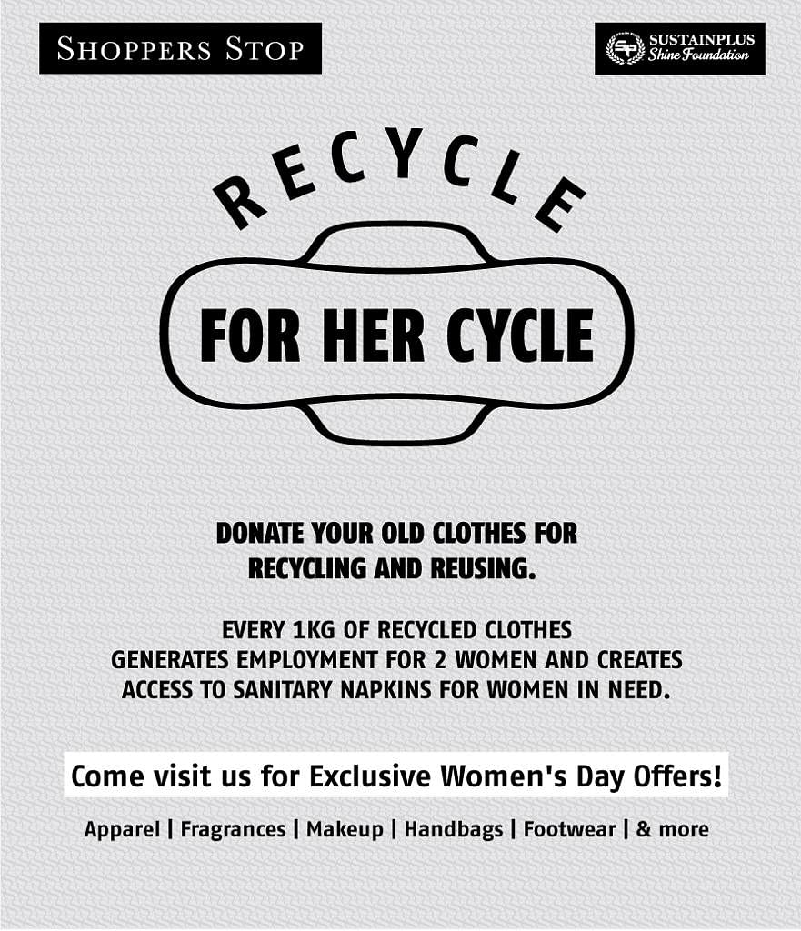 Shoppers Stop launches ‘Recycle for her Cycle’ program on Women’s Day