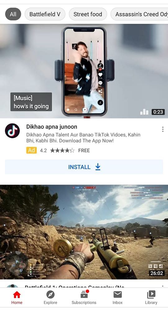 An ad for TikTok on YouTube
