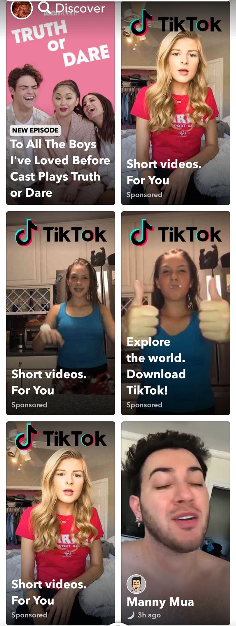 Ads for TikTok on Snapchat (2019)