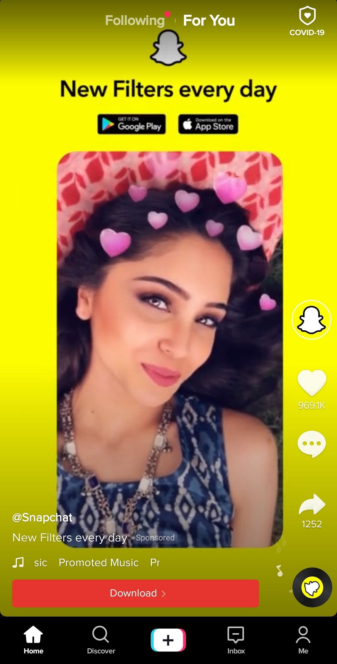 Snapchat ad on TikTok
