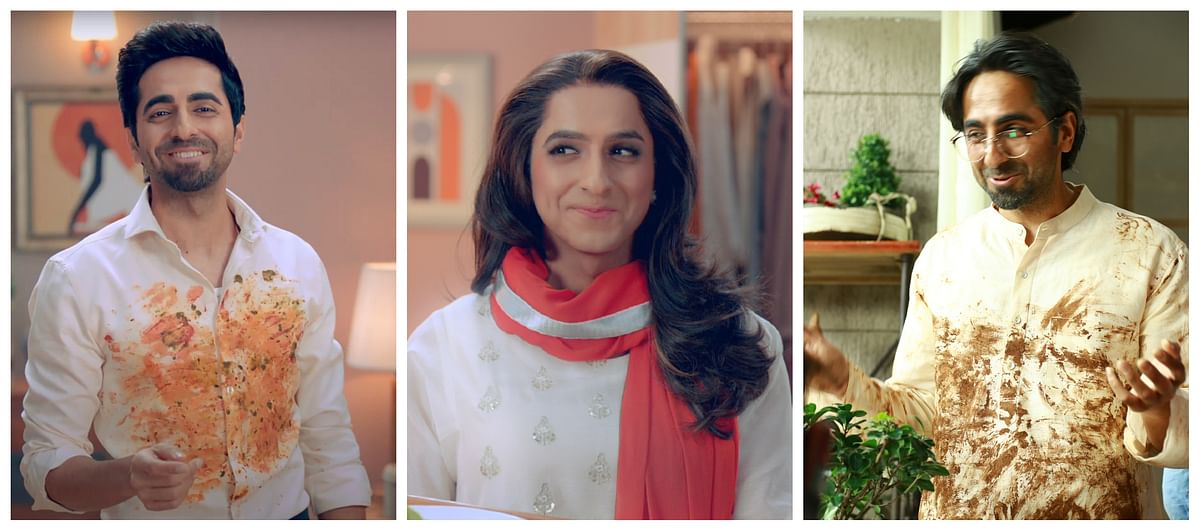 The three characters played by Ayushmann Khurrana in Tide's new ad