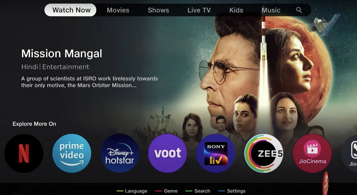 A glimpse of the Jio TV+ interface