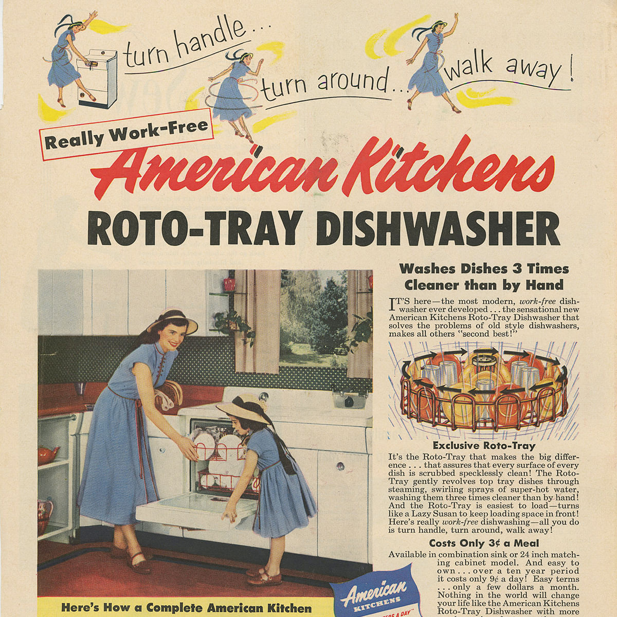 1953 print ad for dishwasher