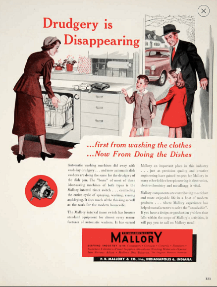 1950 Mallory dishwasher ad