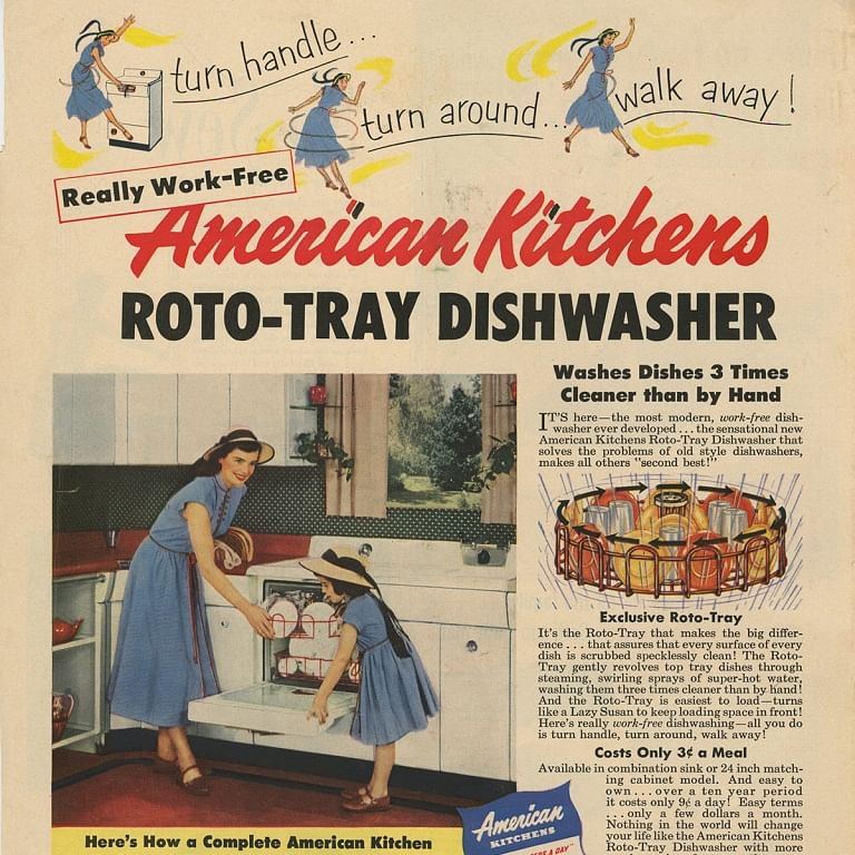1953 print ad for dishwasher