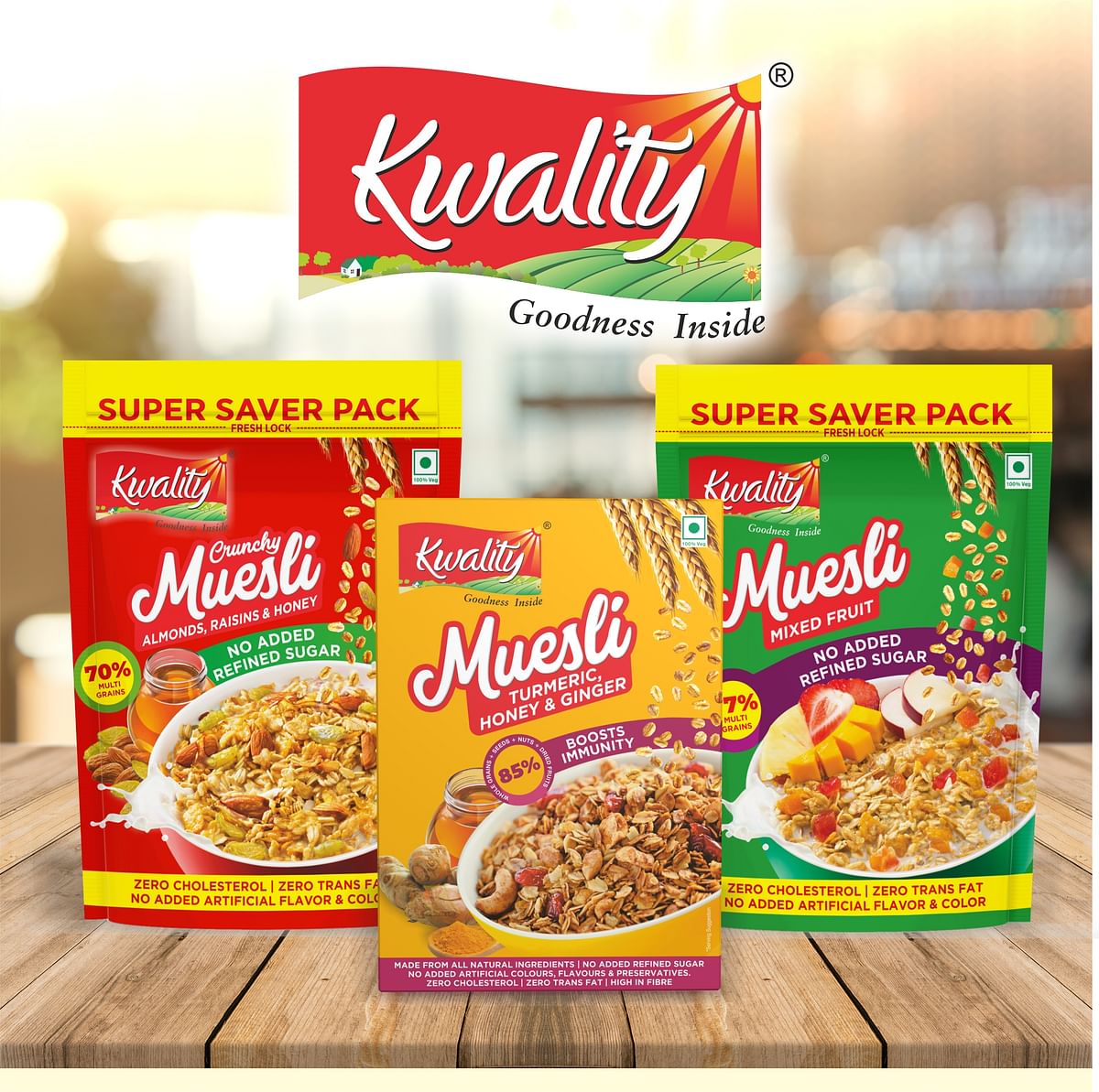 Kwality Foods has introduced muesli with turmeric, honey, and ginger