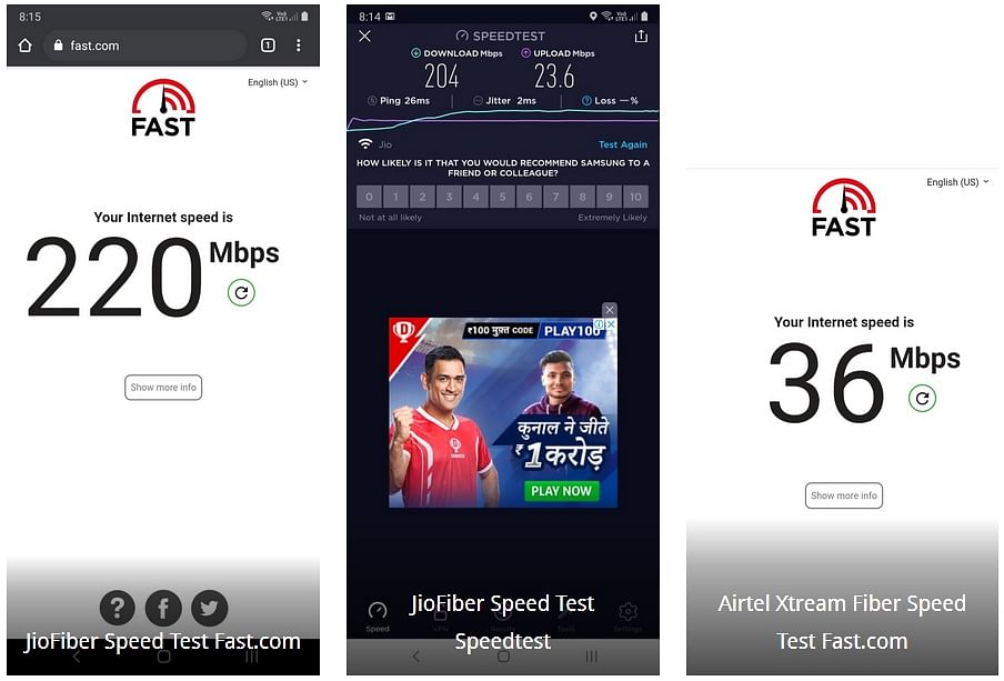 ISP speed test