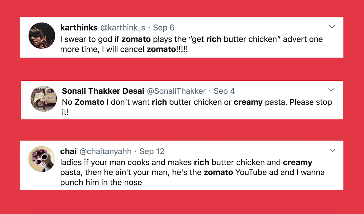 Zomato’s creative brief for users miffed with 'rich butter chicken' and 'creamy pasta' ads