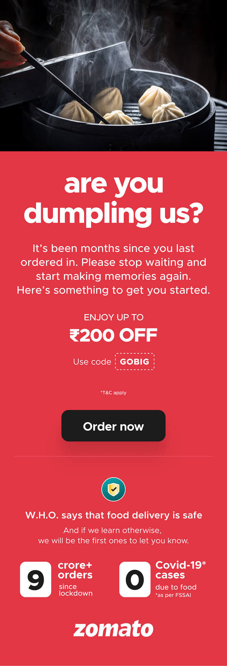 Zomato mailers invite users to order again...