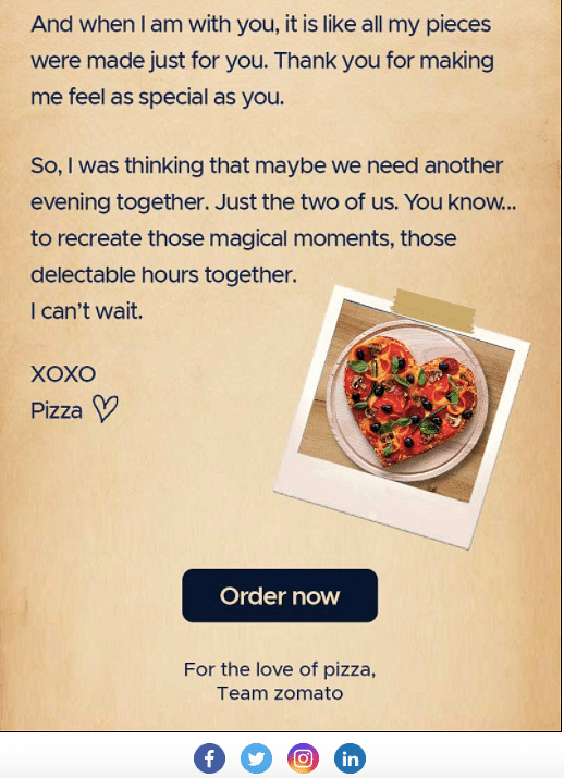 Part 2 of Zomato's love letter from pizza
