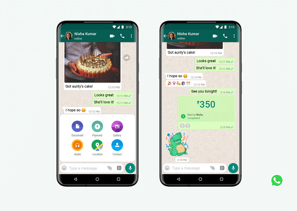 A glimpse of WhatsApp payment's interface