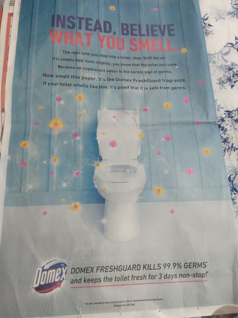 Domex’s print ad had The Times of India smell like a freshly cleaned toilet 