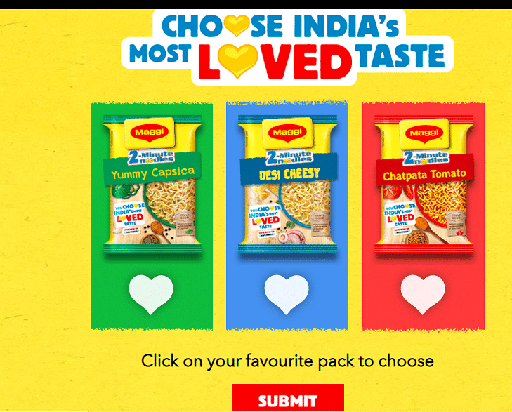 Maggi wants you to vote for the best of its three flavours