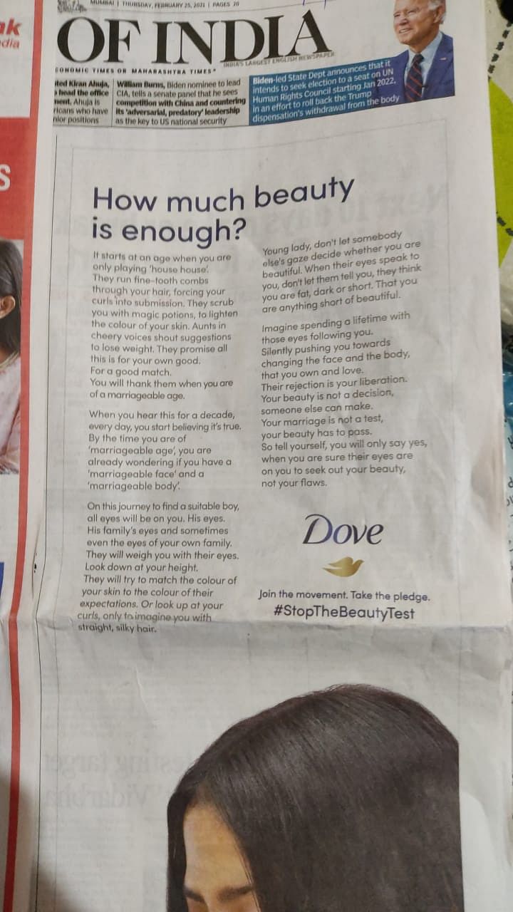 Dove soap calls out pre-marriage scrutiny of bride's weight, height, colour, hair; takes 'Real Beauty' stance ahead