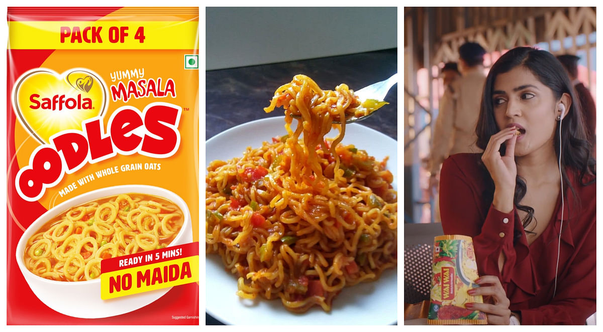 Is Maggi's '2 minute' proposition sandwiched between Saffola's '5 minutes' and Wai Wai's '0 minutes'?