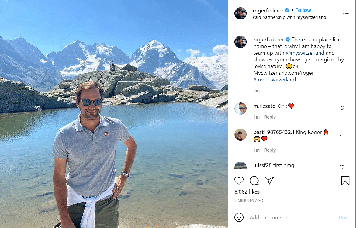 Roger Federer teams up with Switzerland Tourism as its brand ambassador 