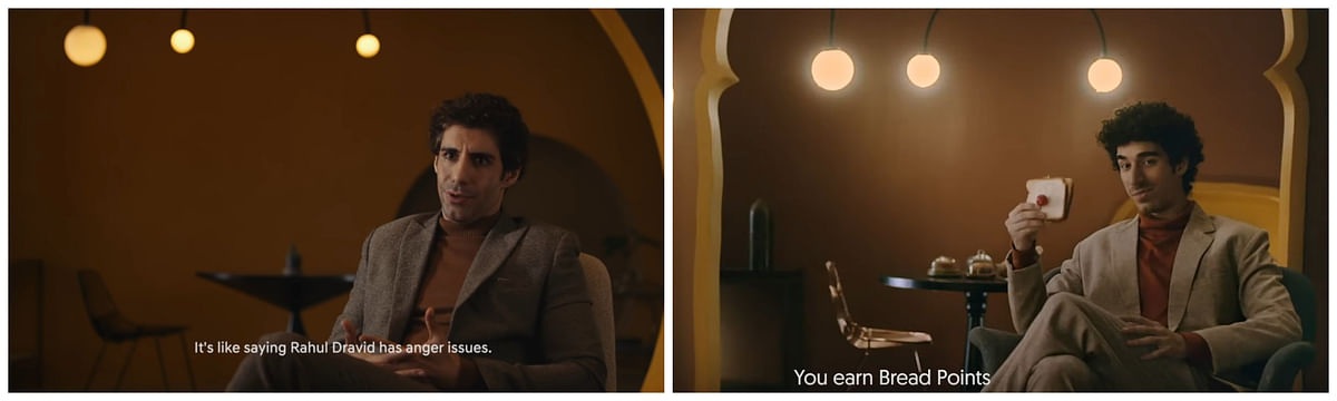 Screen grab from Cred ad (L) and grab from magicpin ad.