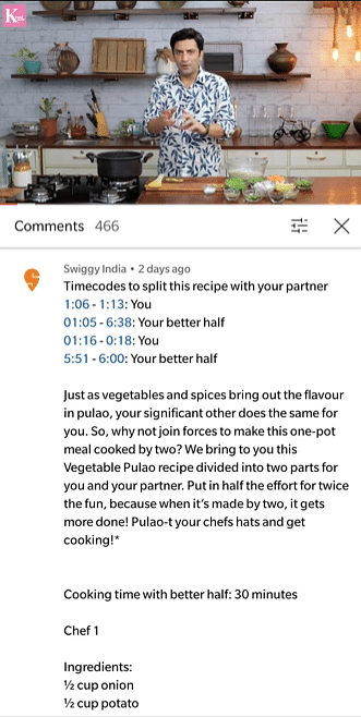 Swiggy and Webchutney take Better Half Cookbook to YouTube comments section..