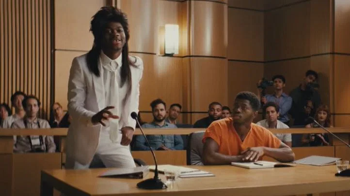 Lil Nas X spoofs a courtroom scene for Nike v Satan Shoes