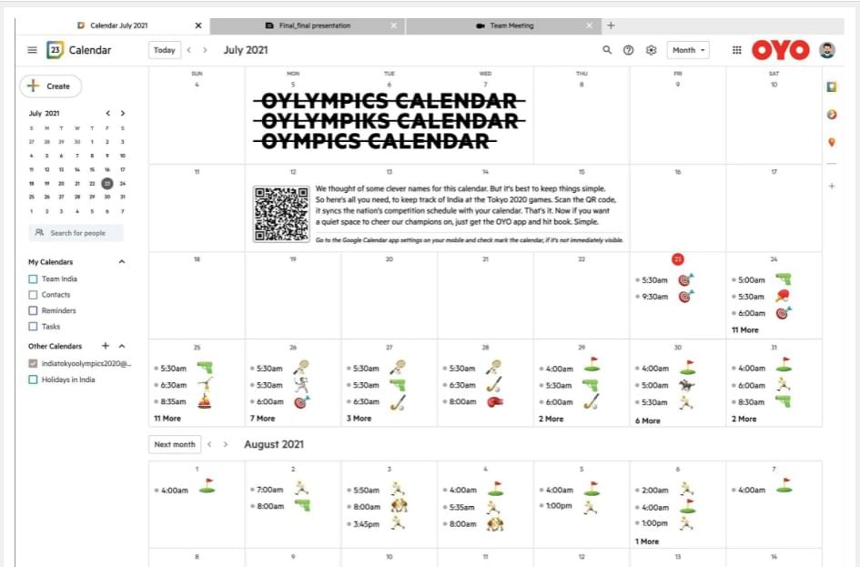 OYO wants you to scan India’s Olympic itinerary right into your smartphone's calendar 