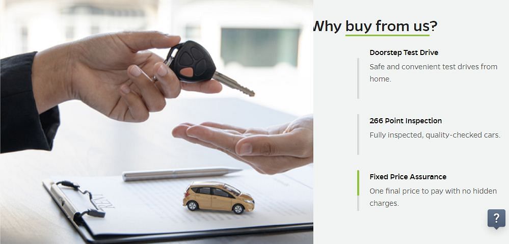 A screenshot from the Ola Cars website