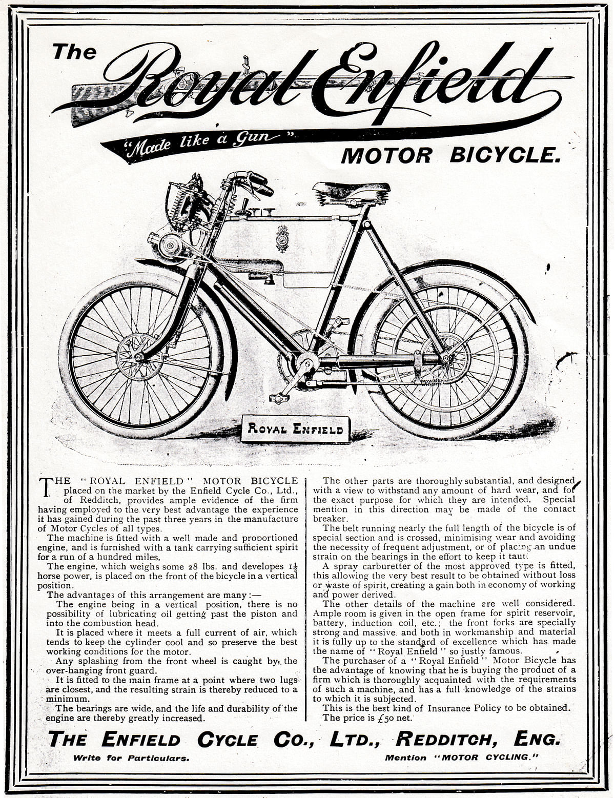 The first Royal Enfield advert
