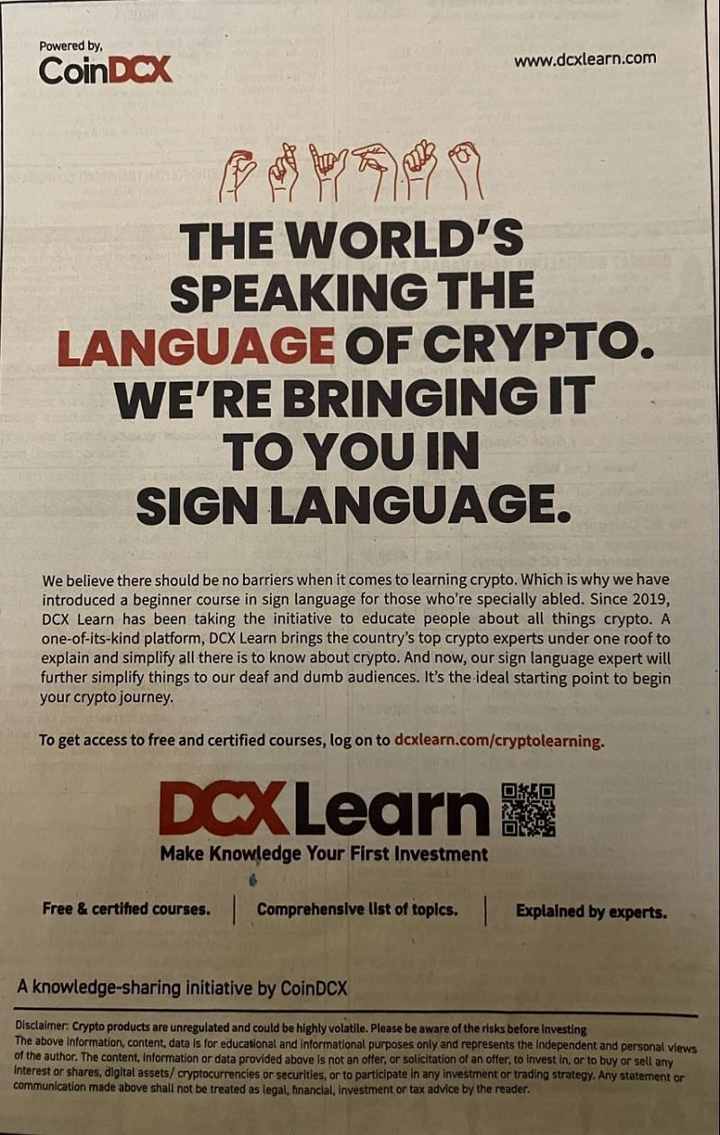 CoinDCX to offer crypto education courses in sign language