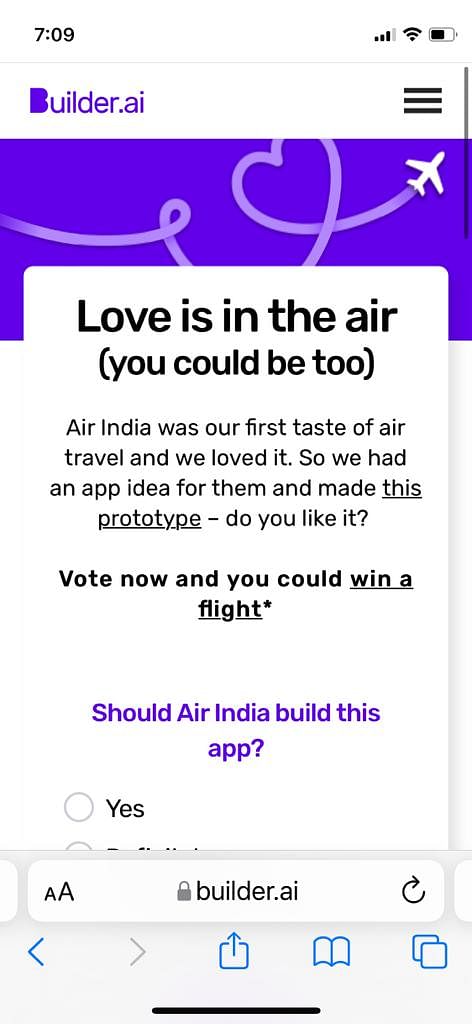 Air India issues public notice against Builder.ai's ad campaign 